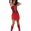 Euro Shop Kostuum Glitterjurk Rood met Franjes - Maat 40/42