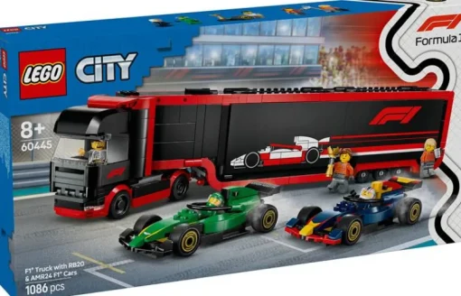 Lego City 60445 F1® truck met RB20 en AMR24 F1® auto's
