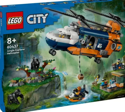 Lego City 60437 Jungleonderzoekers: helikopter bij de basis