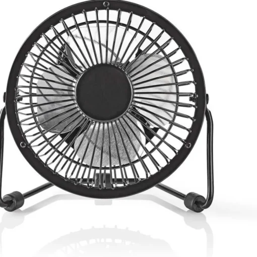 Nedis Metalen mini ventilator USB zwart 10 cm diameter