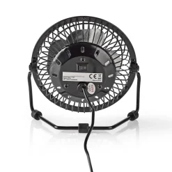 Nedis Metalen mini ventilator USB zwart 10 cm diameter