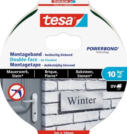 Tesa Montagetape 5 m x 19 mm baksteen