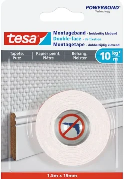 Tesa Montagetape 1,5 m x 19 mm behang en pleisterwerk
