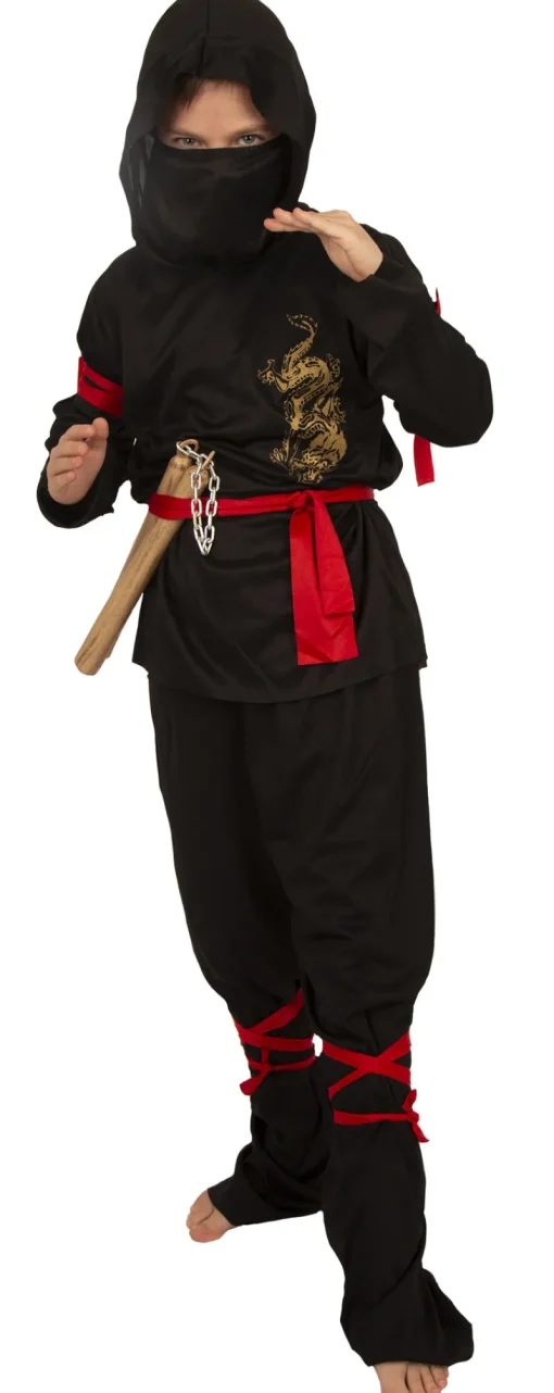 Kinderen Partyline Ninja Kostuum Gouden Draak  - Maat 140