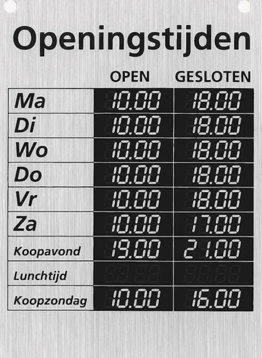 Pickup Pictogram openingstijden bordje 17 x 12,5 cm
