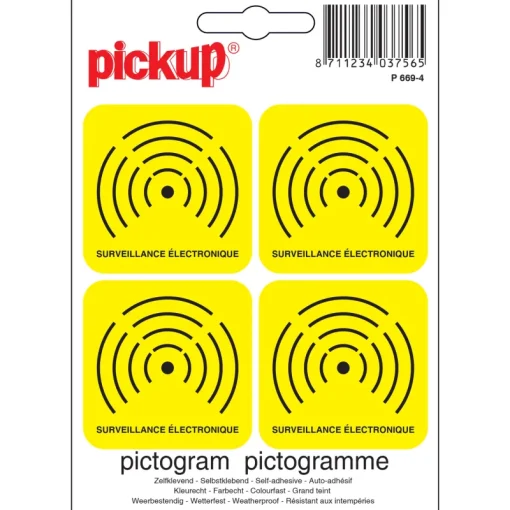Pickup Pictogram surveillance électronique 4 stuks 10 x 10 cm