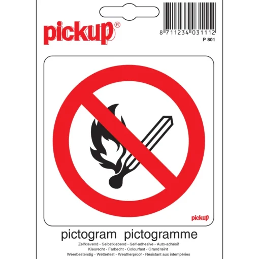Pickup Pictogram verbod vlam 10 x 10 cm