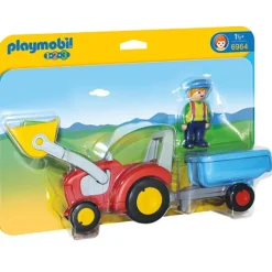 Playmobil 1.2.3 Boer Tractor Aanhangwagen - 6964