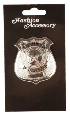 Partyline Politie Badge Zilverkleurig