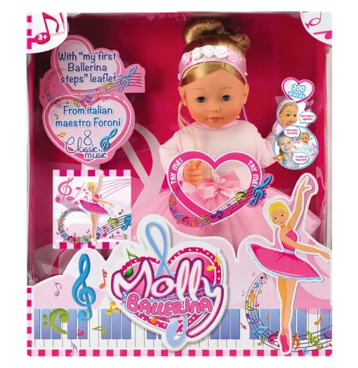 Bambolina Pop Molly Ballerina - Met Pianomuziek - Met Ballerinaschoenen voor Kinderen - 40cm