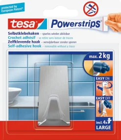 Tesa Powerstrips zelfklevende haak metaal (1 haak + 4 strips)