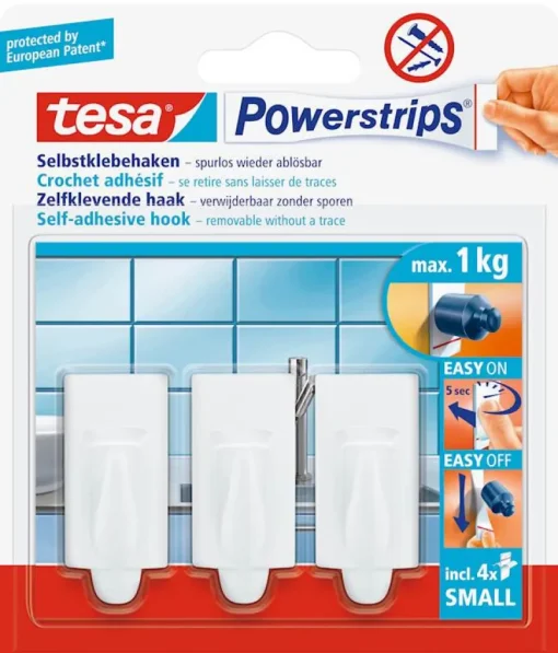Tesa Powerstrips zelfklevende rechthoekige haak wit