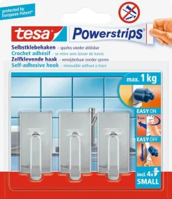 Tesa Powerstrips zelfklevende haak classic chroom (3 haken + 4 strips)
