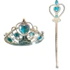 Euro Shop Prinsesset tiara + toverstok met blauwe stenen