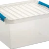 Sunware Q - line opbergbox 36 L blauw transparant