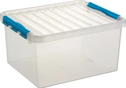 Sunware Q - line opbergbox 36 L blauw transparant