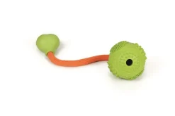 Beeztees Rubber dental bal met koord groen 5 cm