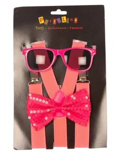 Partyline Set Neon Fuchsia - Bretellen + Strik + Bril
