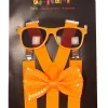 Partyline Set Neon Oranje - Bretellen + Strik + Bril