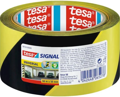 Tesa Signalisatietape 66 m x 50 mm geel-zwart