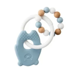 Nattou silicone bijtring beer houten bollen