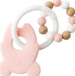 Nattou silicone bijtring muis houten bollen