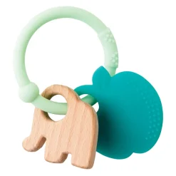 Nattou silicone houten bijtring appel