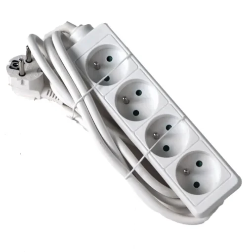 Euro Tools Stekkerblok met kabel 3 m wit 4 x 16 A