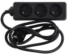 Euro Tools Stekkerblok met kabel 1,5 m zwart 3 x 16 A