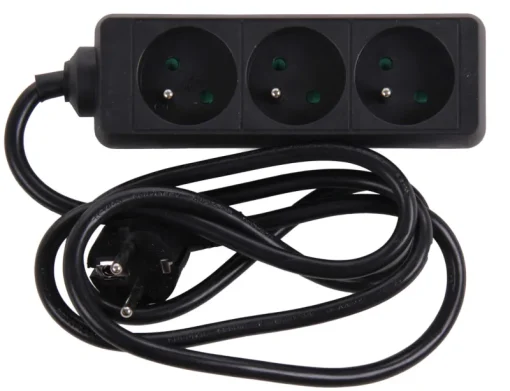 Euro Tools Stekkerblok met kabel 1,5 m zwart 3 x 16 A