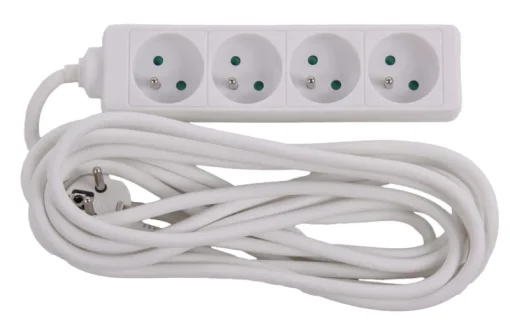 Euro Tools Stekkerblok met kabel 5 m wit 4 x 16 A