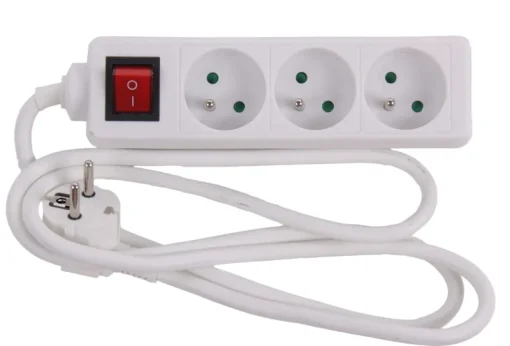 Euro Tools Stekkerblok met schakel en kabel 1,5 m wit
