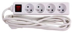 Euro Tools Stekkerblok met schakelaar en kabel 3 m wit