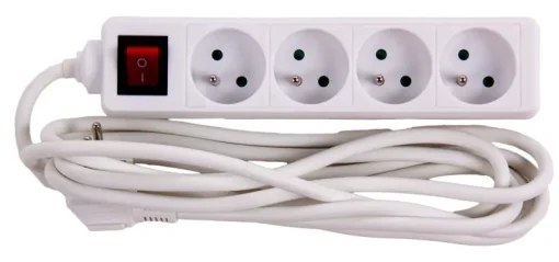 Euro Tools Stekkerblok met schakelaar en kabel 3 m wit