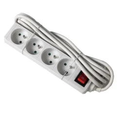 Euro Tools Stekkerblok met schakelaar en kabel 3 m wit