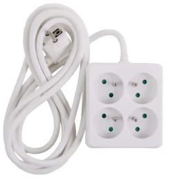 Euro Tools Stekkerblok vierkant met kabel wit 3 m
