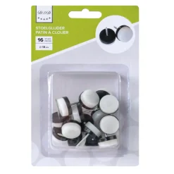 DDD stoelglijder 18 mm zwart met wit 16 stuks