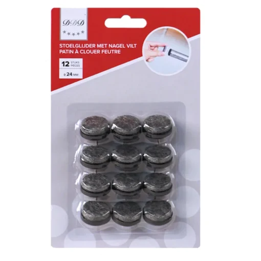 DDD stoelglijders 24 mm vilt 12 stuks
