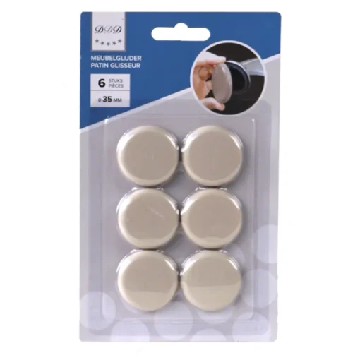 DDD 6 stuks meubelglijder 35 mm beige
