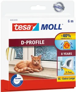 Tesa Tochtstrip 9 mm x 6 m wit