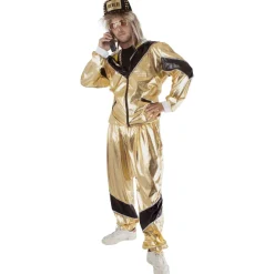 Euro Shop Trainingspak 80ies Sporty Simon Heren - goud/zwart - Maat 60/62