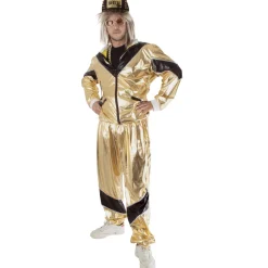 Euro Shop Trainingspak 80ies Sporty Simon Heren - goud/zwart - Maat 60/62