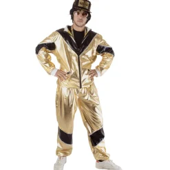 Euro Shop Trainingspak 80ies Sporty Simon Heren - goud/zwart - Maat 60/62