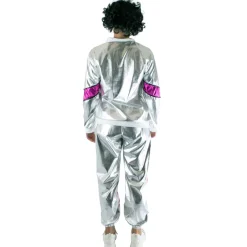 Euro Shop Trainingspak 80ies Sporty Scarlet Dames - zilver/paars - Maat 40/42