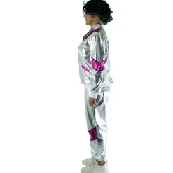 Euro Shop Trainingspak 80ies Sporty Scarlet Dames - zilver/paars - Maat 44/46