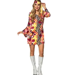 Euro Shop Verkleedjurk Groovy Hippie Girl - M