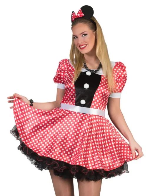 Euro Shop Verkleedjurk Minnie Muis Rood Polkadot - Maat 44/46