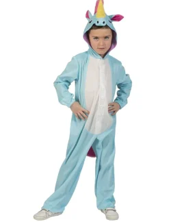Kinderen Euro Shop Verkleedpak Unicorn Blue Berry Onesie - Maat 116