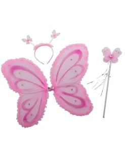 Euro Shop Vlinderset diadeem + vleugels +  stokje - Roze