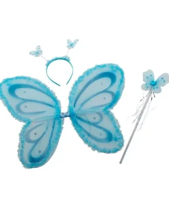 Euro Shop Vlinderset diadeem + vleugels +  stokje - Blauw